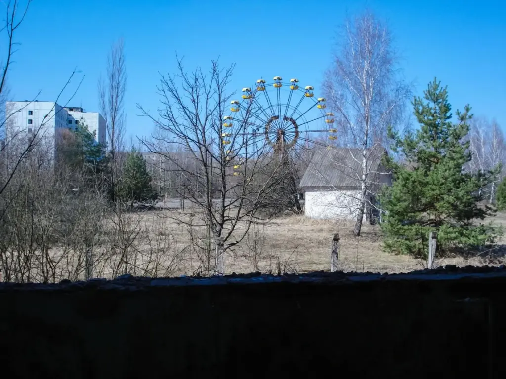 Stalker exploring radioactive zone with anomalies in Chornobyl setting