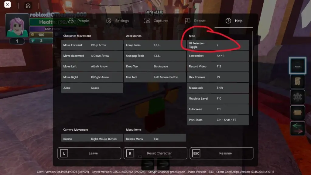 Player navigating game menu to access code redemption section