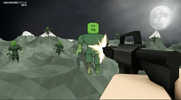 Player fighting zombies in Roblox-style survival shooter gameplay