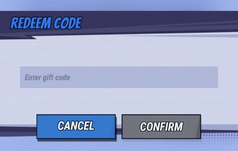 Game interface showing code redemption input screen